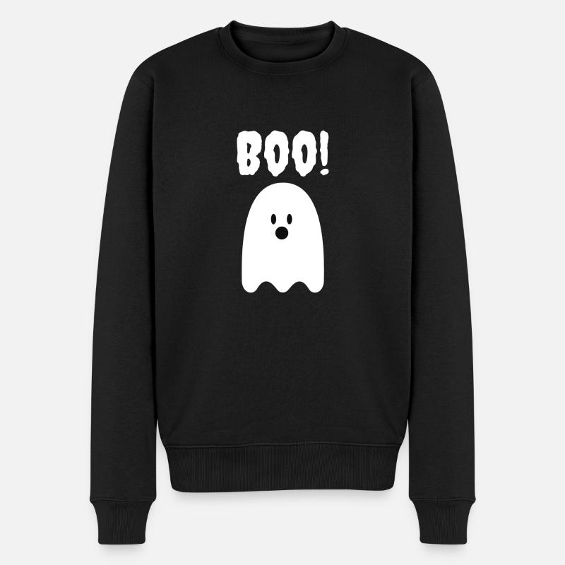 Boo - white - Männer Premium Bio Pullover - Schwarz
