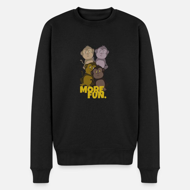 affen more fun - Männer Premium Bio Pullover - Schwarz