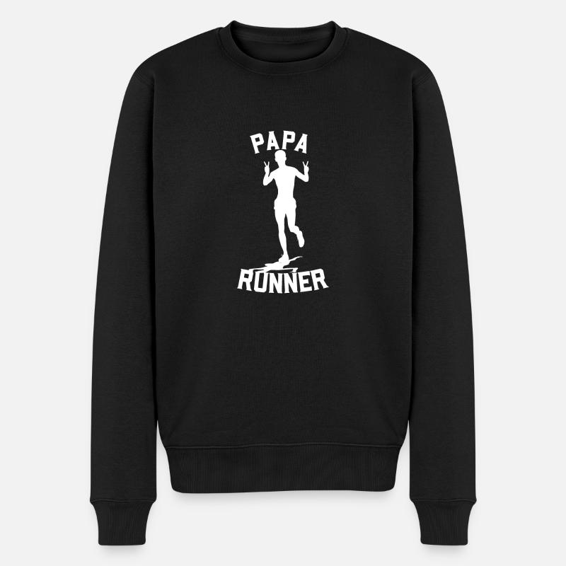 Papa Läufer - Männer Premium Bio Pullover - Schwarz