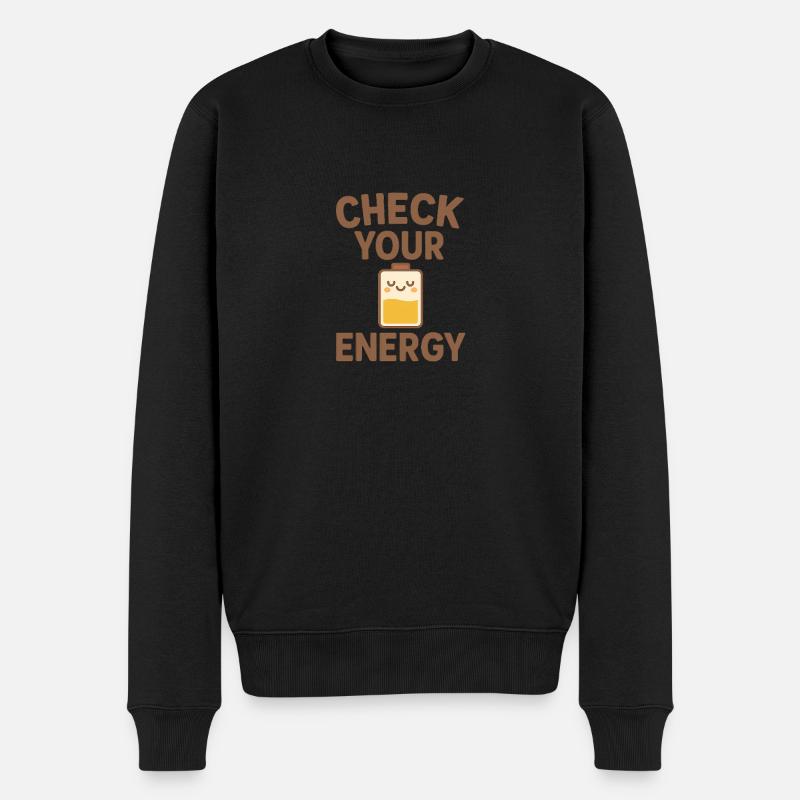 Check Your Energy – Lade deine Kraft auf - Männer Premium Bio Pullover - Schwarz
