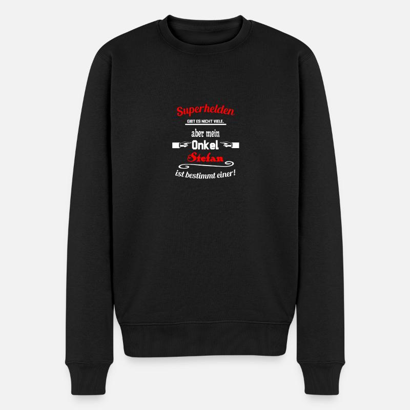 Superhelden Onkel Stefan - Männer Premium Bio Pullover - Schwarz