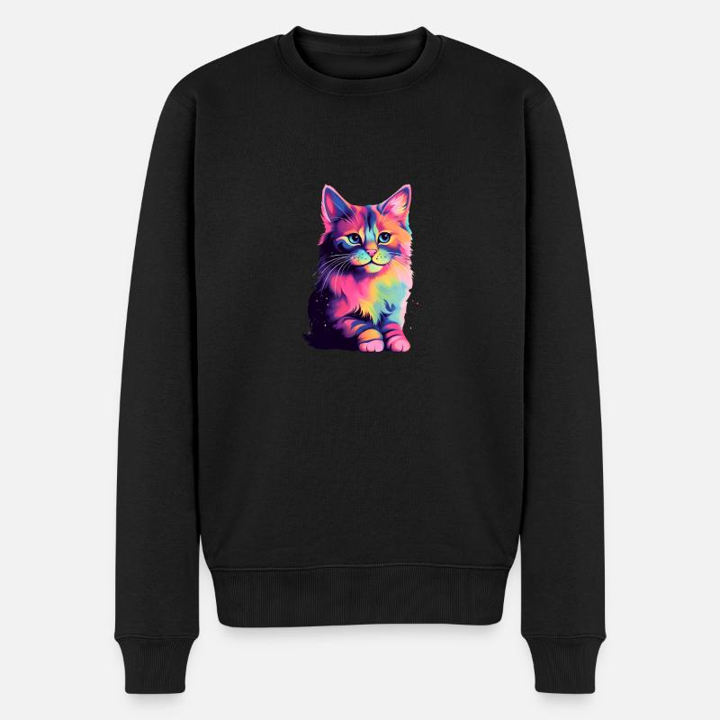 Universe Cat - Männer Premium Bio Pullover - Schwarz