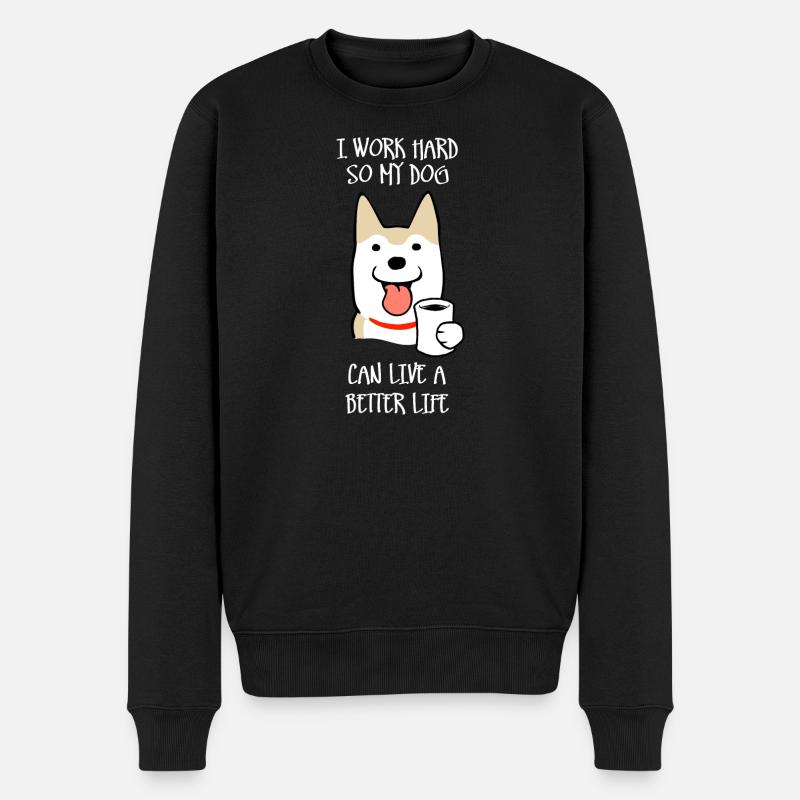 Je travaille dur (foncé) - Pull Premium bio Homme - noir