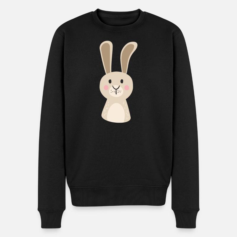 Süßer Hoppel-Hase Cartoon-Print - Männer Premium Bio Pullover - Schwarz