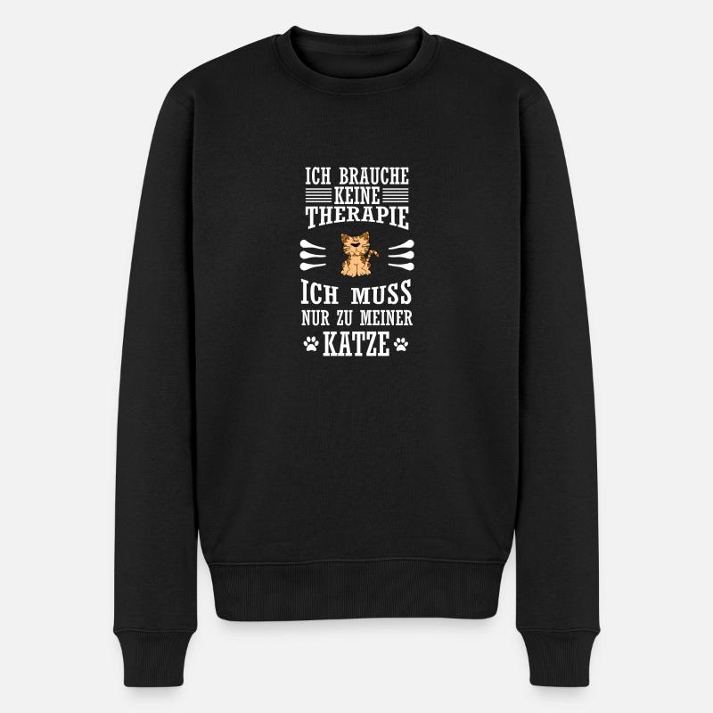 Katze - Männer Premium Bio Pullover - Schwarz