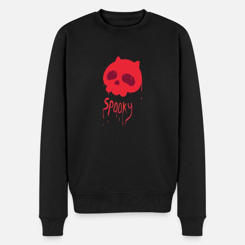 Gruseliger roter Totenkopf - Männer Premium Bio Pullover - Schwarz