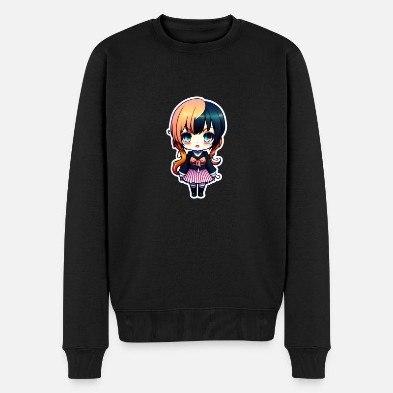 cute chibi girl, cute chibi sticker - Pull Premium bio Homme - noir