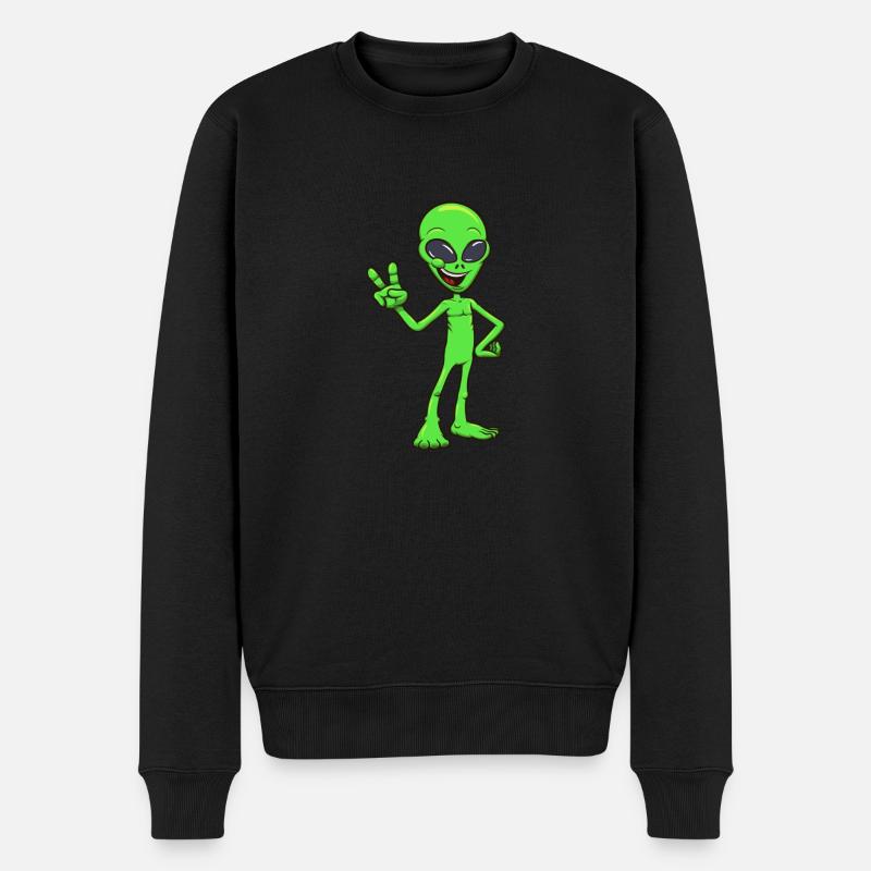 Freundlicher Außerirdischer - Männer Premium Bio Pullover - Schwarz