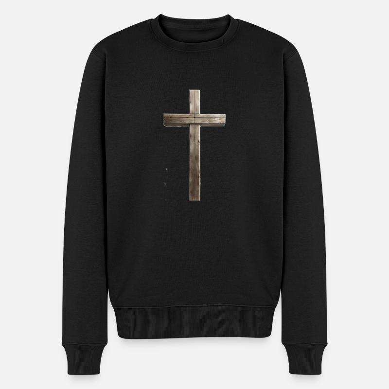 Holzkreuz - Männer Premium Bio Pullover - Schwarz