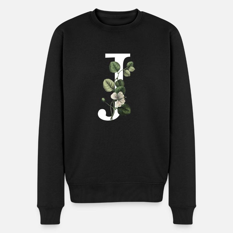 lettre j botanique vert - Pull Premium bio Homme - noir