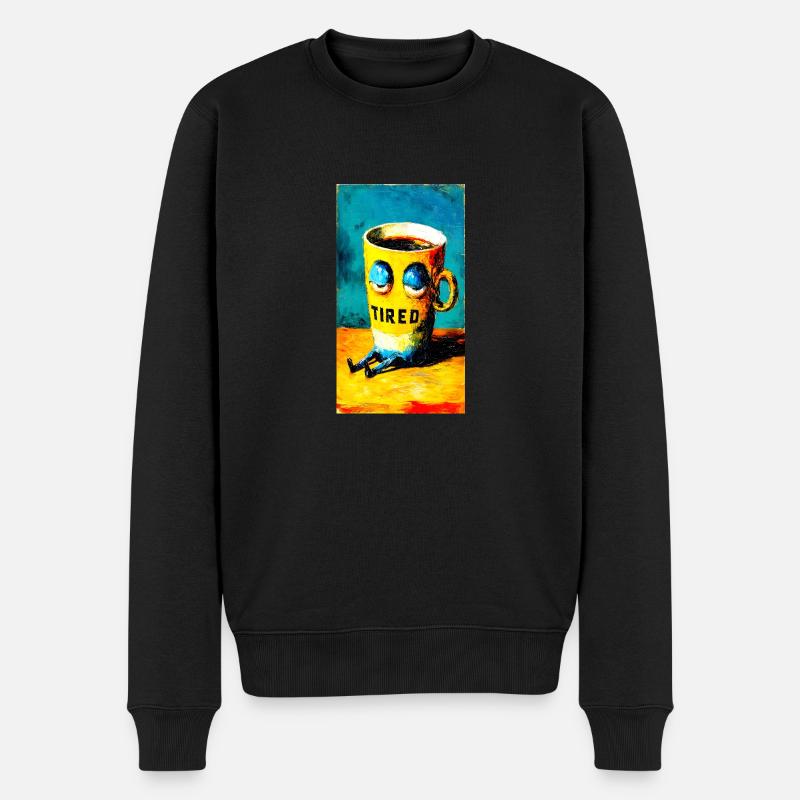 "Tired Coffee" by van Gogh - Männer Premium Bio Pullover - Schwarz