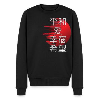 Japan Liebe Glück Frieden Hoffnung japanisch Kanji - Männer Premium Bio Pullover - Schwarz - Vorne - Nico (187cm)