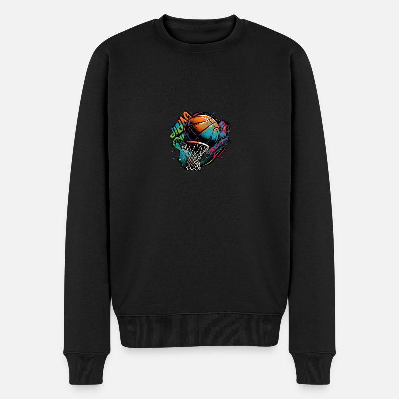 Buntes Basketball Graffiti - Männer Premium Bio Pullover - Schwarz