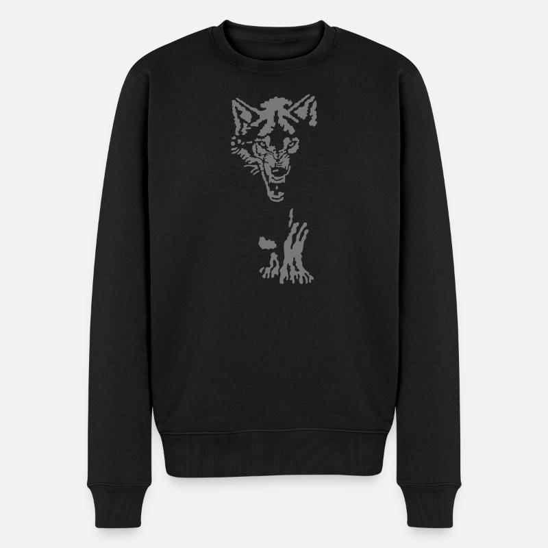 Wolf - Männer Premium Bio Pullover - Schwarz