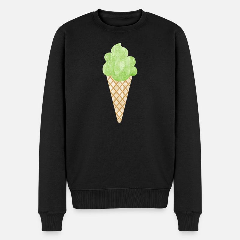 Eis Waffel Eiswaffel Eiscreme Waldmeister grün - Männer Premium Bio Pullover - Schwarz
