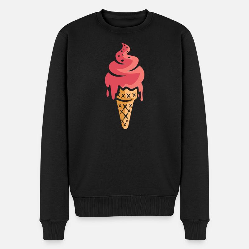 Schmelzendes Eiscreme Cartoon Design - Männer Premium Bio Pullover - Schwarz