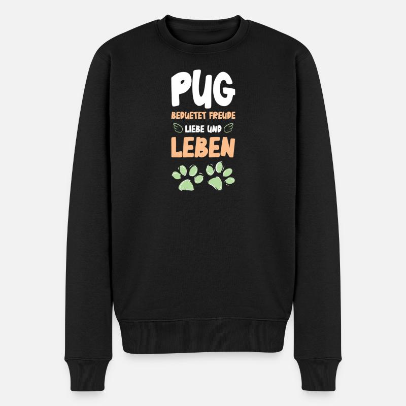 Pug Lebensfreude Design - Männer Premium Bio Pullover - Schwarz