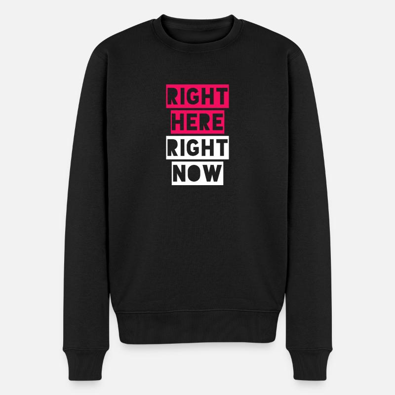 GENAU HIER UND JETZT - Männer Premium Bio Pullover - Schwarz