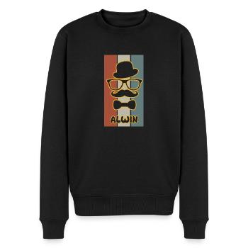 Name: Alwin - Men's Premium Organic Jumper - black - Front - Nico (187cm)