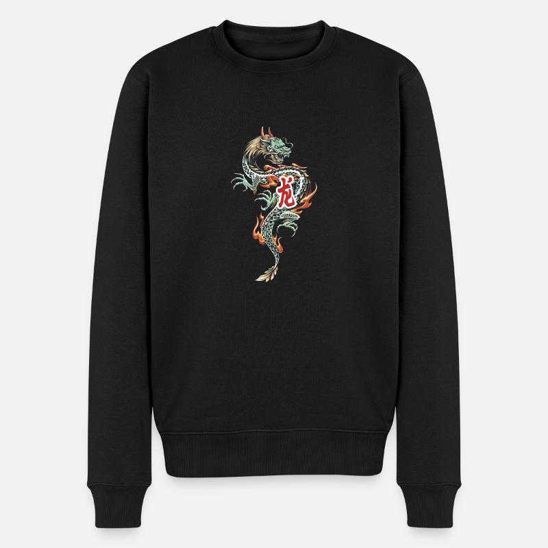 Dragon - Männer Premium Bio Pullover - Schwarz