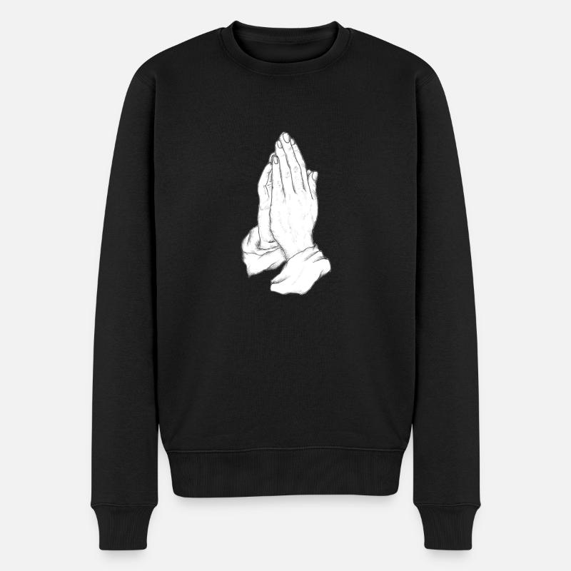 Betende Hände - Männer Premium Bio Pullover - Schwarz