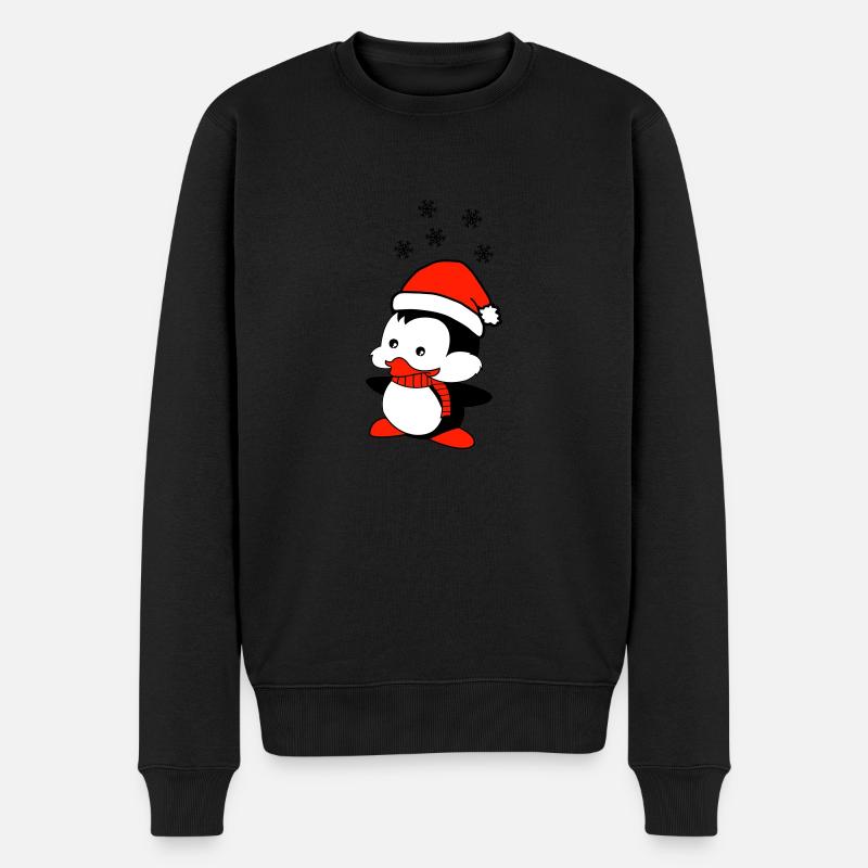 pinguin liebt weihnachten - Männer Premium Bio Pullover - Schwarz