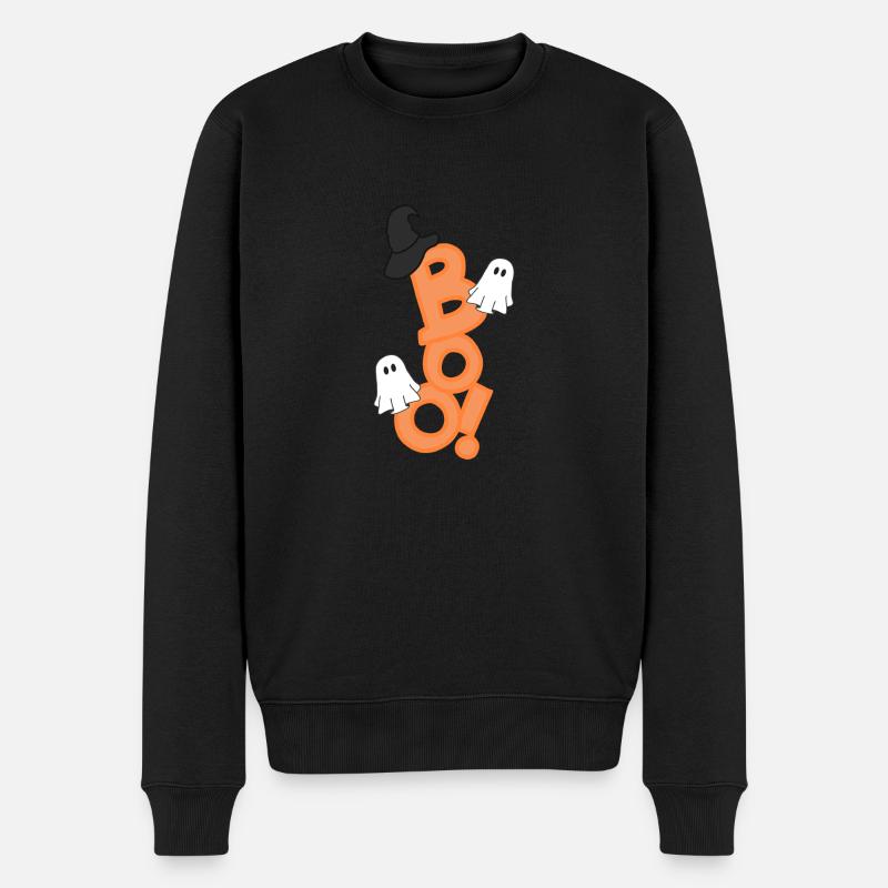 Boo - Männer Premium Bio Pullover - Schwarz