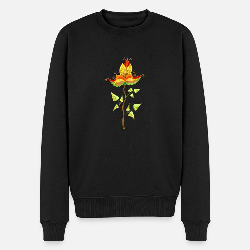 Blume - Männer Premium Bio Pullover - Schwarz