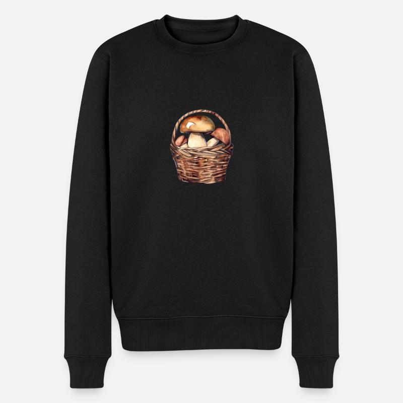Steinpilze im Korb - Männer Premium Bio Pullover - Schwarz