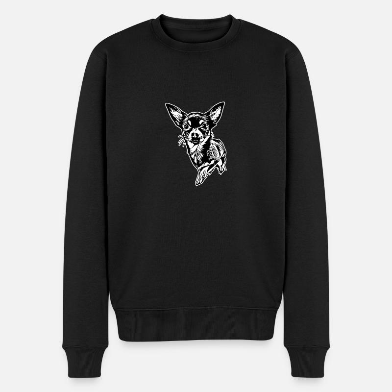 Chihuahua - bordure blanche - Pull Premium bio Homme - noir