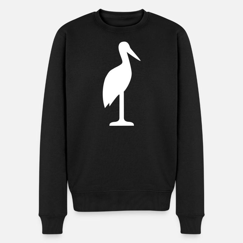 Storch Klapperstorch Adebar Geschenk Baby - Männer Premium Bio Pullover - Schwarz
