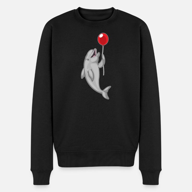 Delfin Luftballon - Männer Premium Bio Pullover - Schwarz