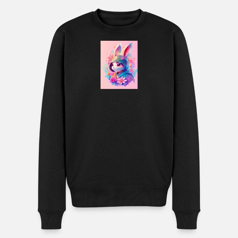 Hase im digitalen Stil - Männer Premium Bio Pullover - Schwarz
