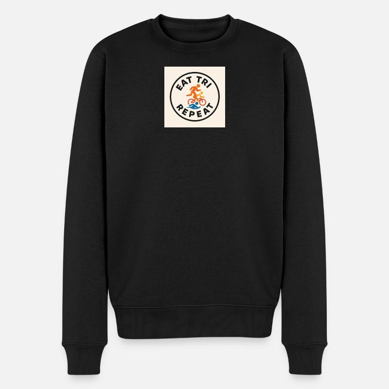ESSEN SIE TRI REPEAT - Männer Premium Bio Pullover - Schwarz