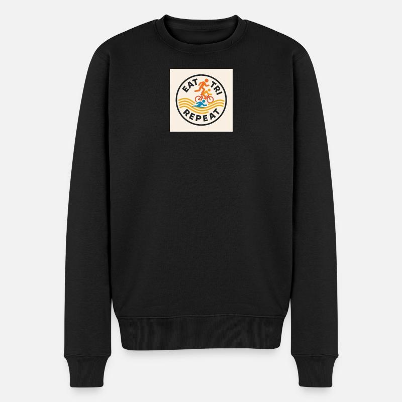 ESSEN SIE TRI REPEAT - Männer Premium Bio Pullover - Schwarz