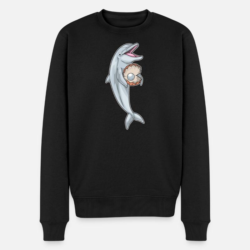 Delfin Perle - Männer Premium Bio Pullover - Schwarz