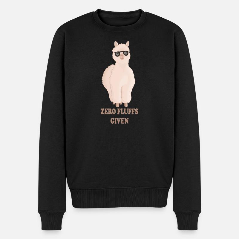 Zero Fluffs Given – Fluffy Alpaca with Sun Brush - Men's Premium Organic Jumper - black