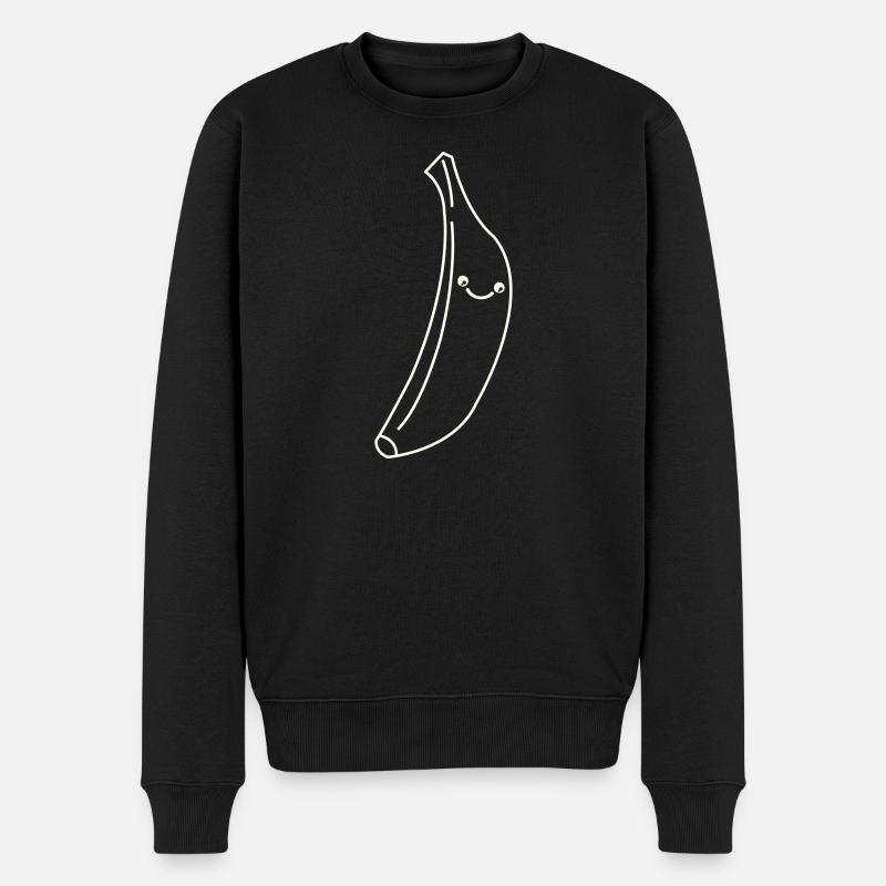 Banane Lächelnd Minimallinie - Männer Premium Bio Pullover - Schwarz