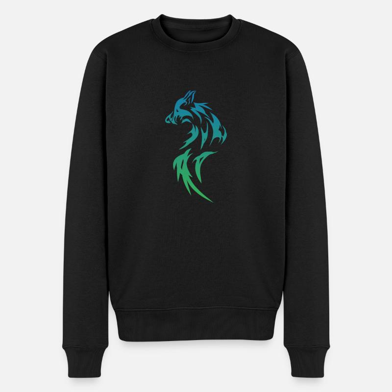 Wolfsilhoutte - Männer Premium Bio Pullover - Schwarz