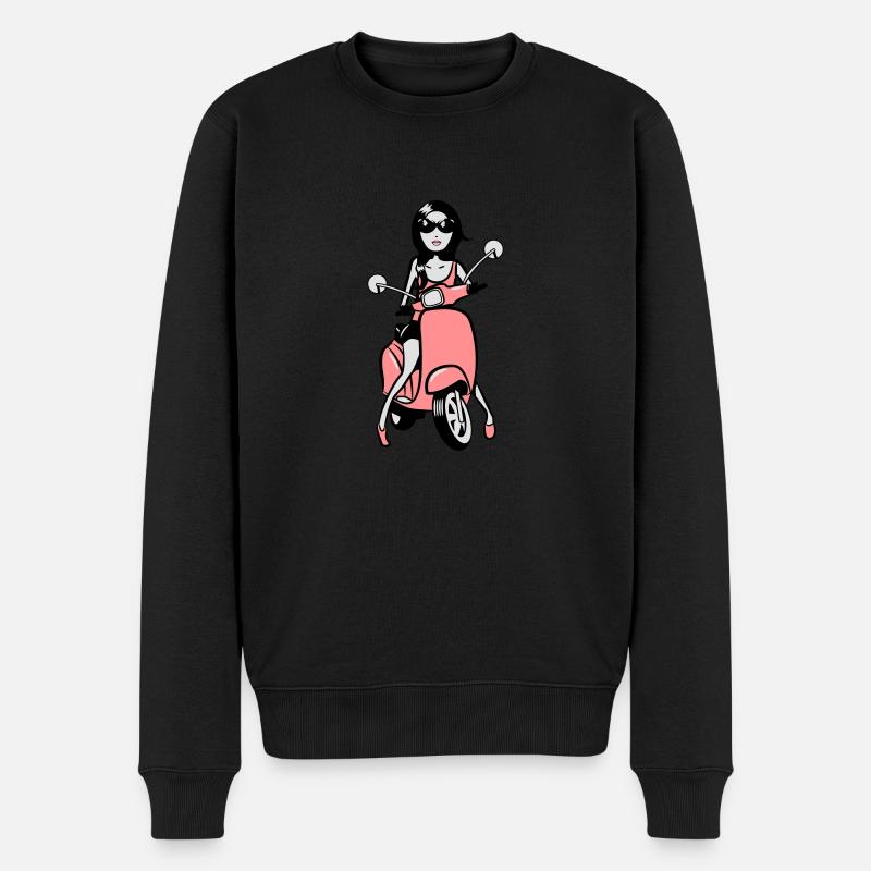 motorroller mädchen style look - Männer Premium Bio Pullover - Schwarz