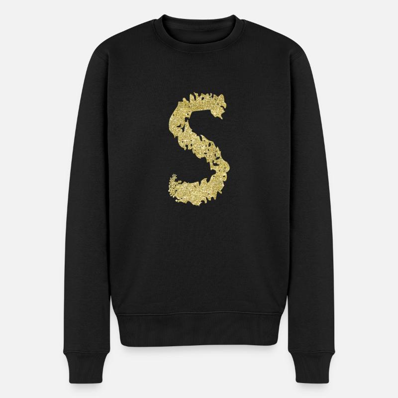 Buchstabe S Geschenk Name 2 - Männer Premium Bio Pullover - Schwarz
