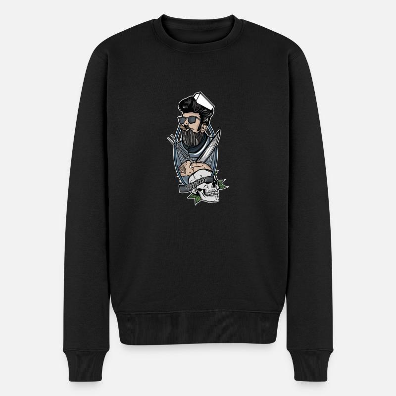 Metzger // Oldschool // Illustration - Männer Premium Bio Pullover - Schwarz