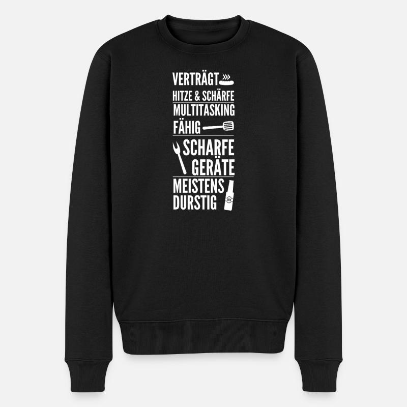 Vertragt Hitze & Schärfe – Grill Spruch Design - Männer Premium Bio Pullover - Schwarz