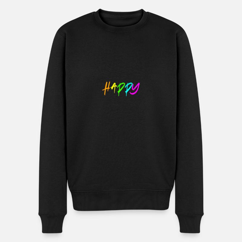 Happy - Männer Premium Bio Pullover - Schwarz
