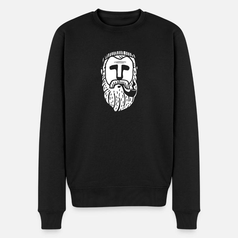 Der Mann mit Brat & Pfeife - Männer Premium Bio Pullover - Schwarz