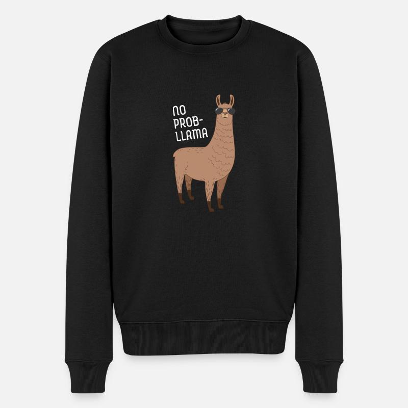 No Prob- Llama - Männer Premium Bio Pullover - Schwarz