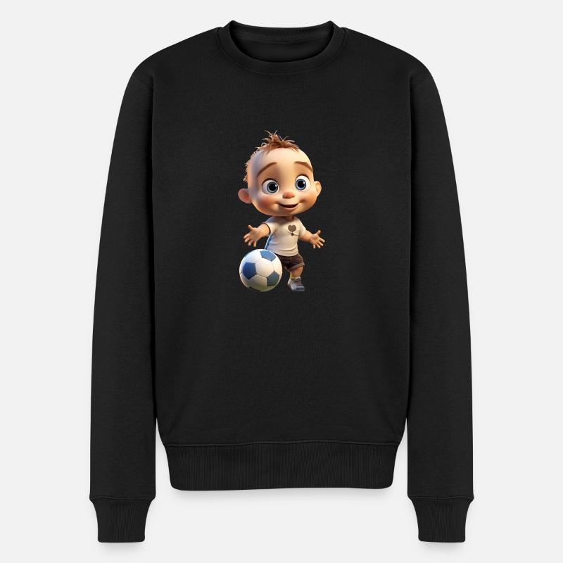 Fussballer Junge - Männer Premium Bio Pullover - Schwarz