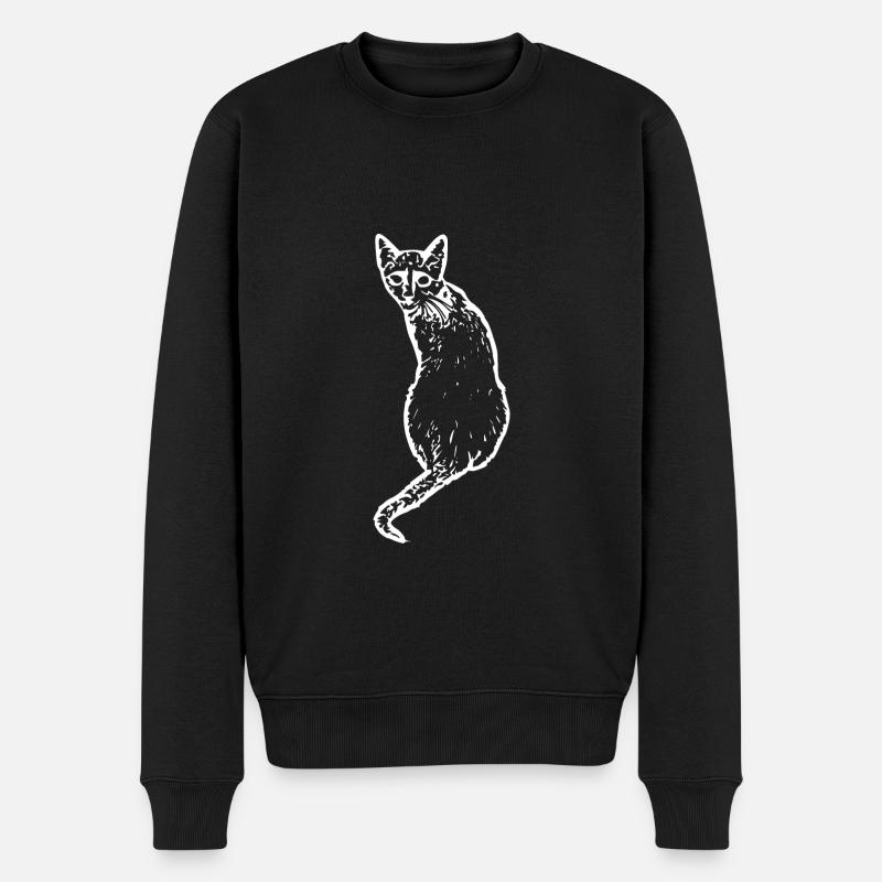 Katze weiß weiße Katzen kätzchen cute - Männer Premium Bio Pullover - Schwarz