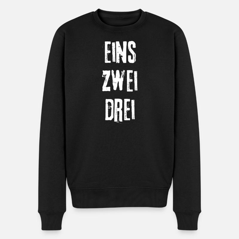 Eins Zwei Drei Vertikal Rock - Männer Premium Bio Pullover - Schwarz