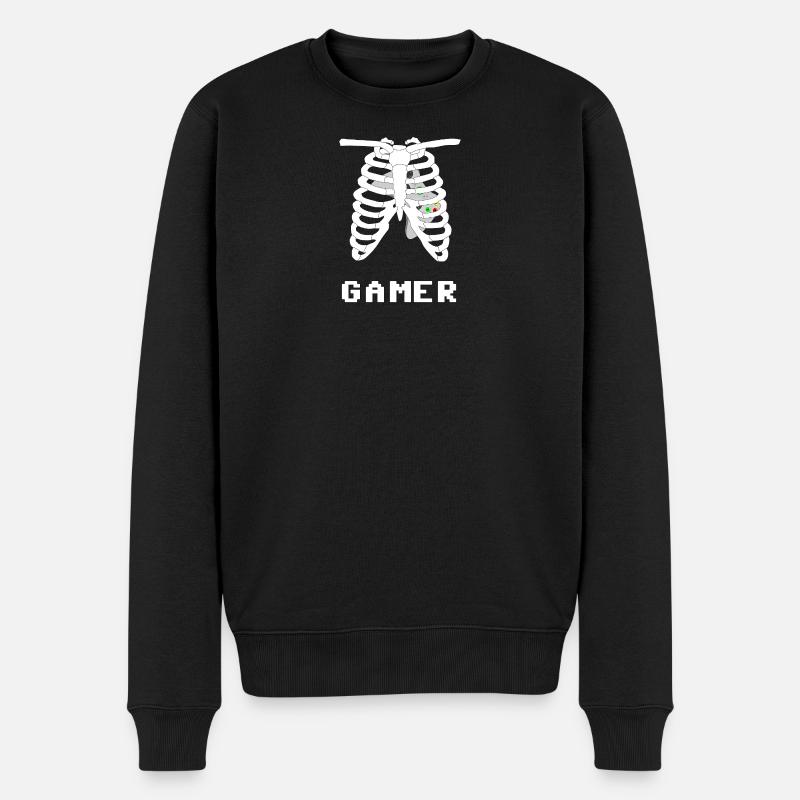 Pixel Gamer Truhe - Männer Premium Bio Pullover - Schwarz